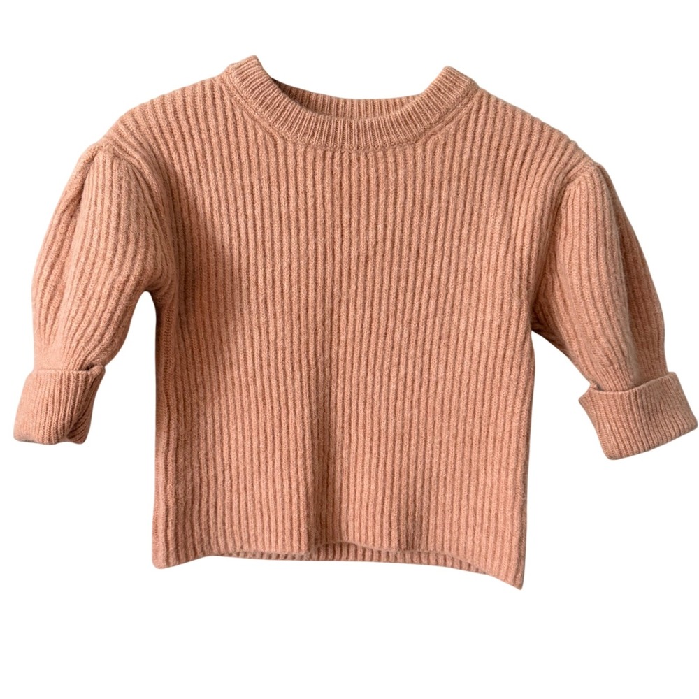 Sea New York Sz Sm Blush Pink Ribbed Knit Puff Sleeve Sweater Balletcore Preppy